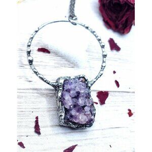 Amethyst Geode Crystal Necklace